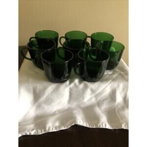 Vintage Anchor Hocking Forest Green Punch Cups- Set Of 8